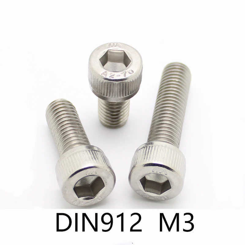 20 шт. M3 DIN912 304 нержавеющая сталь Шестигранная головка колпачок винты Внутренняя