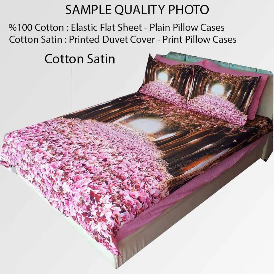 Else 6 Piece Pink Cream Rose Leaves Floral 3d Pattern Print Cotton