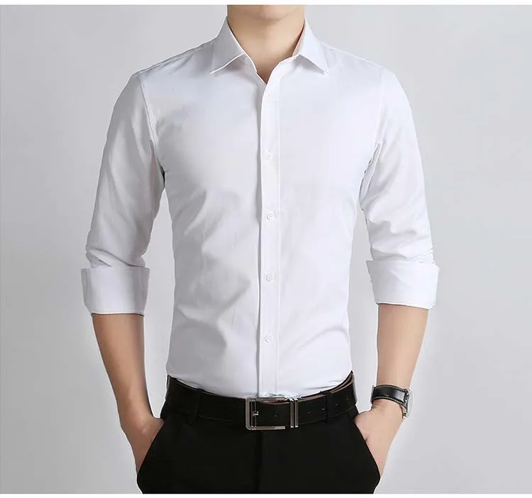 Meilleur Fait sur commande 100% chemises pour hommes en coton Chemise Formelle blanc Hommes Chemise homme Manches Longues Slim Fit Chemises puls plus grande taille