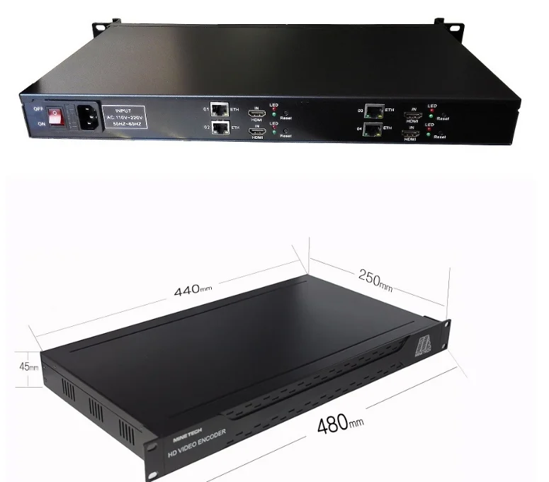 4 канальный HDMI IP кодировщик H.264 1080p @ 60fps Видео Аудио IPTV в 1U стойке|Теле- и