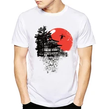 

Lasting Charm New style summer man t-shirt Japanese Temple jump and fly Printed men t shirt tops