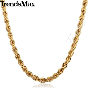 

Trendsmax Womens Men's Necklace Gold Rope Chain Necklace For Woman Male Jewelry Accessories Gifts Dropshipping Wholesale KGN249