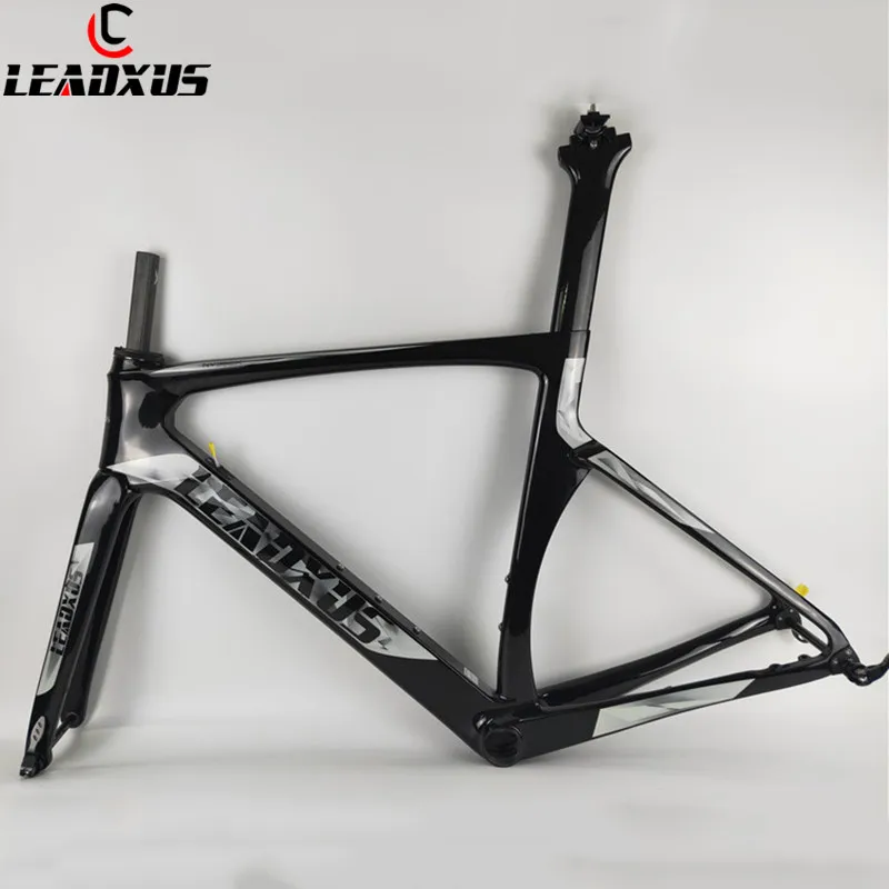 Clearance LEADXUS 2019 Newest Disc Brake Aero Carbon Fiber Road Bike Frame Road Aero Racing Bicycle Frame&Handlebar 45/47/49/52/54/56/58cm 5
