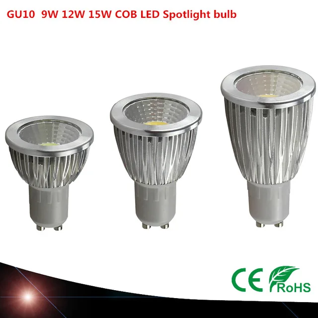 

10PCS/Ultra Bright dimmable 9w 12W 15W AC85~265V GU10 LED Bulbs Spotlight COB GU10 led Lamp CE/RoHS Warm/Cool White gu10 led