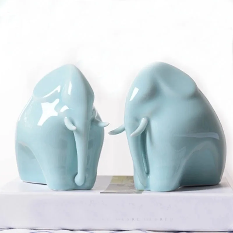 

Celadon ceramic elephant decoration ornament porcelain animal figurines decorations for wedding gift