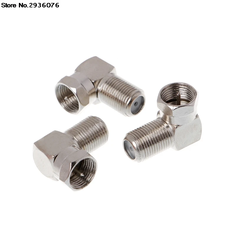 

3Pcs/set Copper F Male Plug to F Female Jack Right Angle Adapter 90 Degree Coax TV