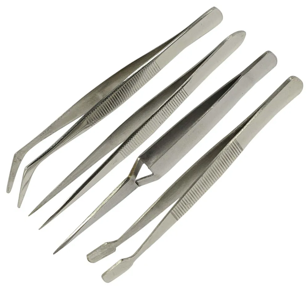 4PC Hobby Tweezers Set Stainless Steel for Jewelers Watch Makers font b Electronic b font Assemblers