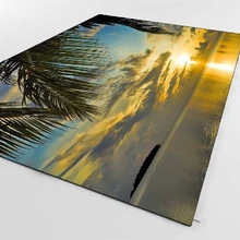 Еще тропический зеленый пальмовый закат, деревья море 3d печать Нескользящая микрофибра Гостиная декоративный современный моющийся коврик