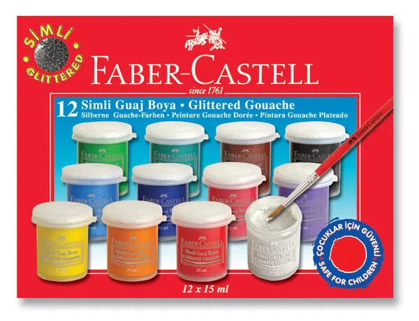 Original Faber Castell Glittered Gouache 12 Colors 12x15ml High Quality Gouache Painting Set Professional Drawing Pigment