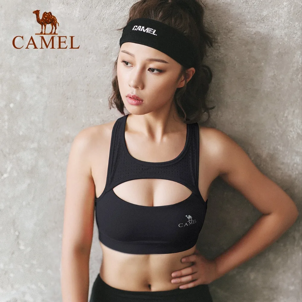 

CAMEL Sports Bra Fitness Crop Tops Sexy Gym Yoga Anti-Sweat Padded Brassiere Quick Dry Skinny Seamless