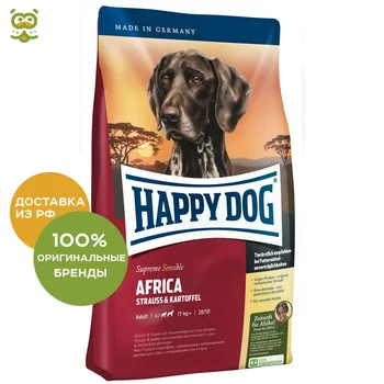 

Happy Dog Supreme Sensible Africa food for adult dogs of all breeds with food allergies, Ostrich, 1 kg.