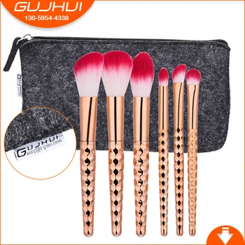 

GUJHUI Professional 6pcs Honeycomb Makeup Brush Foundation Eye Shadow Makeup Brush Cosmetics Soft Synthetic Hair PU Leather Case