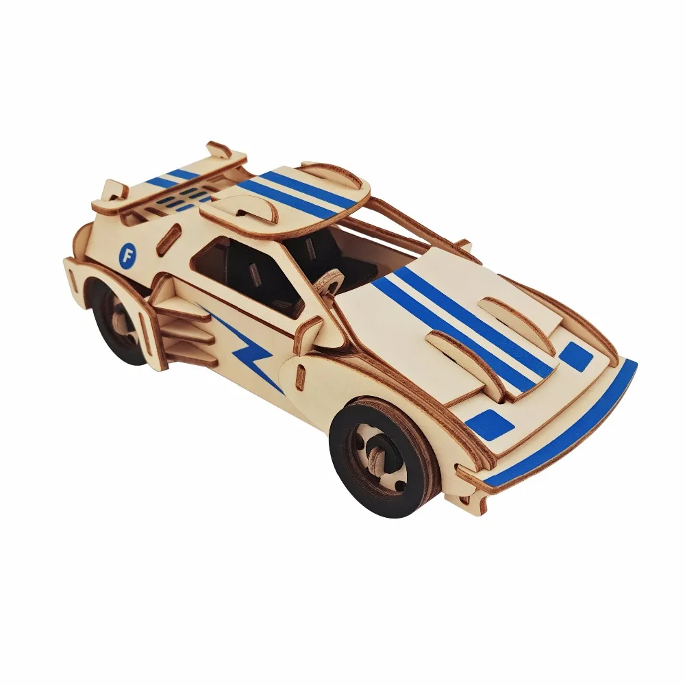 

3D DIY Wooden Puzzle Toys Jigsaw Puzzle Montessori Educational Learning Creativity Crafts For Children Adult Sports Car Model