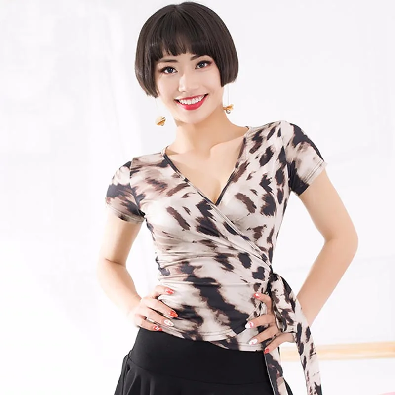 Fashion V neck short sleeve Sexy Latin Dance clothes top for women