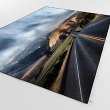 Else Горная Дорога Путь темно-синее небесно-голубое облака 3d печать Нескользящая микрофибра Гостиная декоративный современный моющийся коврик