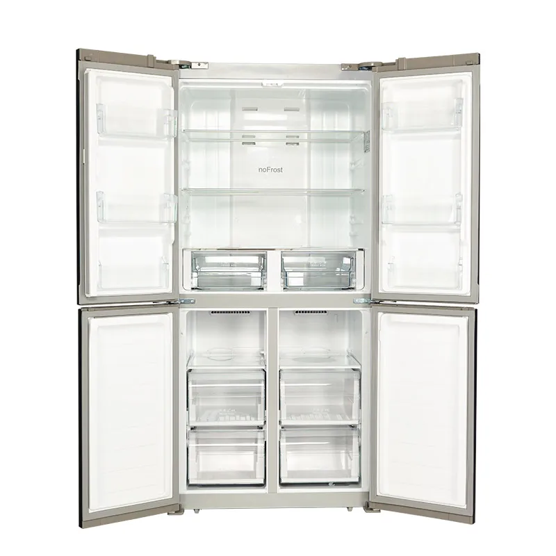 Холодильник HIBERG RFQ-490D NFGW, цвет стеклянного фасада- мерцающий белый