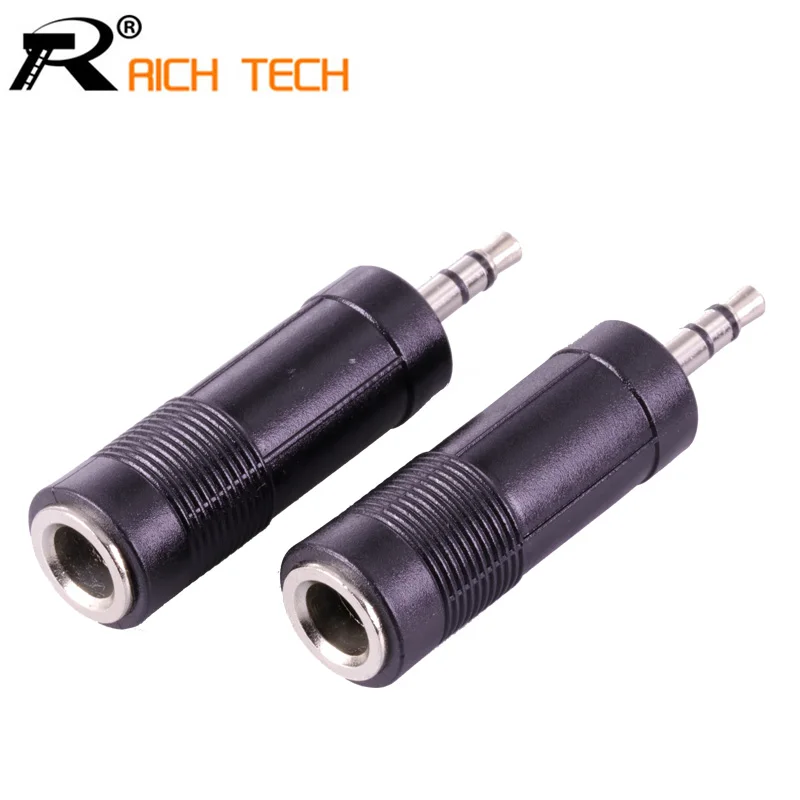 

10Pcs/lot Jack 6.3 Stereo Socket to Plug 3.5 Adapter Nickle Speaker Plug 3.5mm Stereo Plug High quality Plastic Audio Connector