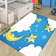 Else голубое небо белые облака забавная Звезда Луна 3d принт Нескользящая микрофибра детские украшения для детской комнаты коврик детский коврик