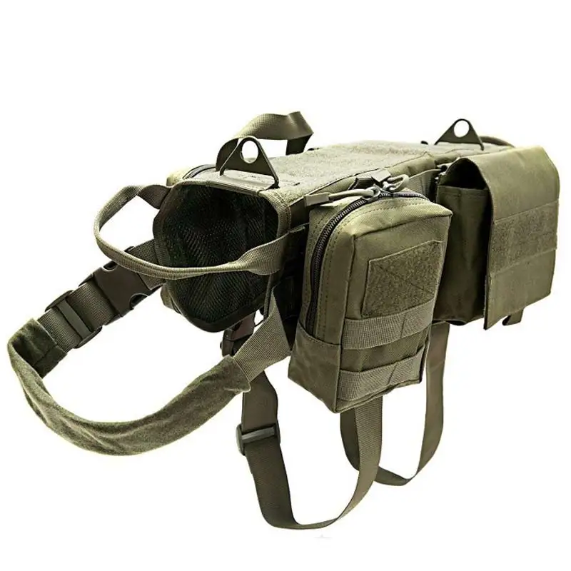 Cheap Army Molle Vest Strong Nylon Fabric Tactical 1000d Nylon Police Equipment Molle Vest With Pouch For Golden Retriever E - Color: D