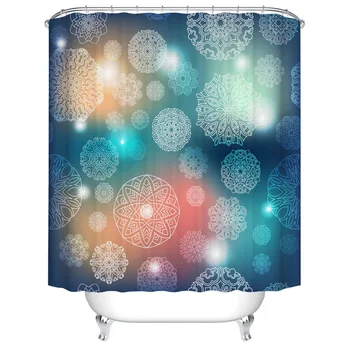 

Bohemian Bouquet Geometric Flower Colorful Mandala Flower Bathroom Shower Curtain