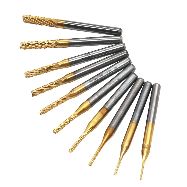 QSTEXPRESS 10Pcs 1/8'' 0.8-3.175mm 0.6-1.5mm PCB Drill Bit Set Engraving Cutter Rotary CNC End Mill