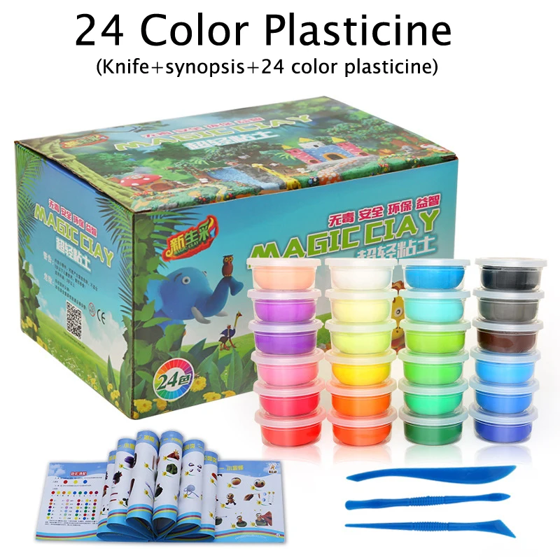 

24/12 Color Air Plasticine Dry Clay Clever Light Plasticine For Modeling Tools For Soft Plasticine Set Kids Polymer Clay DIY Toy