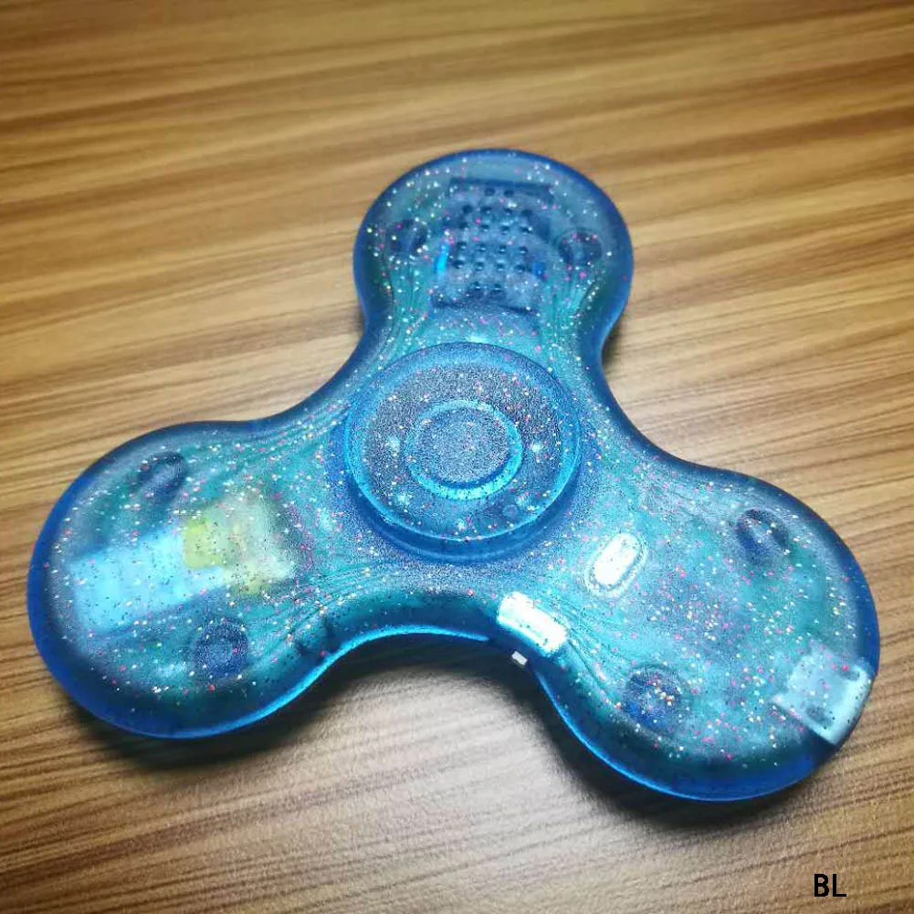Cool Design Crystal Transparent Luminous LED Light Mini Bluetooth Speaker Music Hand Spinner Finger Gyro