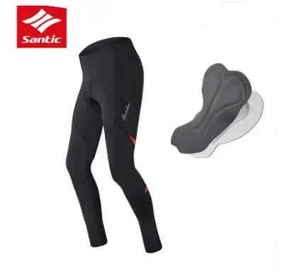 Santic Men Cycling Padded Long Pants 4D Pad Spring Autumn Breathable Bike Riding Cycling Pants Full Length Black - Цвет: Красный