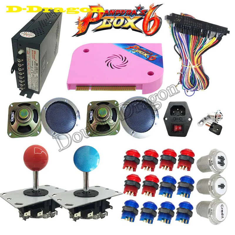 US $1.067.99 10sets DIY Arcade game Bundles Kits Pandora Box 6 1300 in 1 With Power Supply Jamma wiring Joystick illuminated Push Button