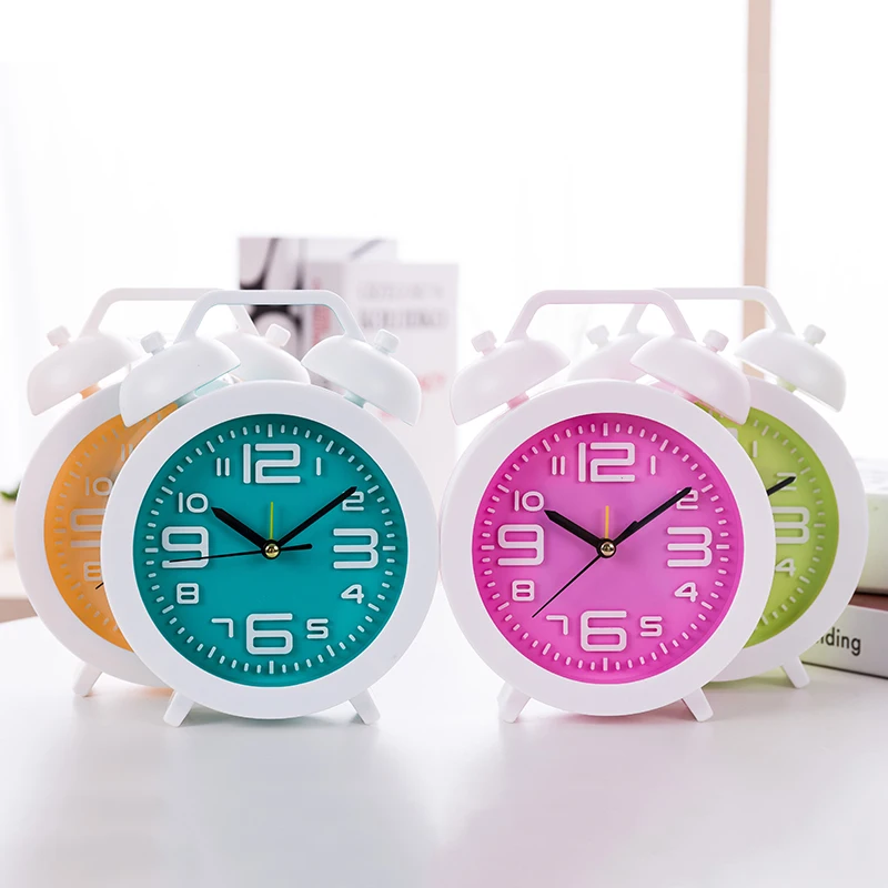 Alarm clock creative student lovely bed simple and fresh, small alarm clock mute children cartoon bed head bedroom alarm clocks