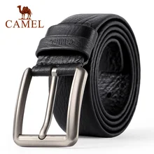 CAMEL cinturón de hombre de moda de cuero genuino de negocios Casual salvaje cinturón con hebilla Cruz diseño de ojal Flexible capa superior de cuero de vaca