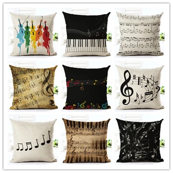

Retro Style Color Notes New Home Decorative Cushion Sofa Throw Pillow Square Cojines Cotton Linen Fundas