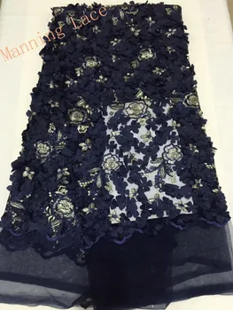 

5 yards of African lace embroidery high quality 3D applique and pearl, very luxurious Nigeria embroidered lace beautiful evening