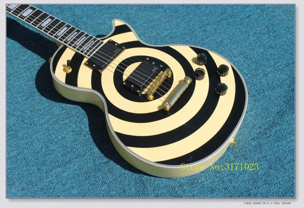 Tuỳ Guitar Zakk Wylde Bullseye đen + phong cách màu vàng ban finger ebony LP Guitar Điện, EMG đón miễn phí vận chuyển