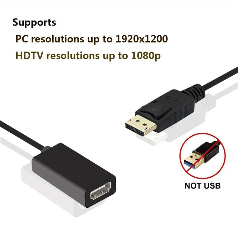 DP к HDMI 1080P позолоченный порт дисплея Женский мужскому HDTV кабель видео монитор