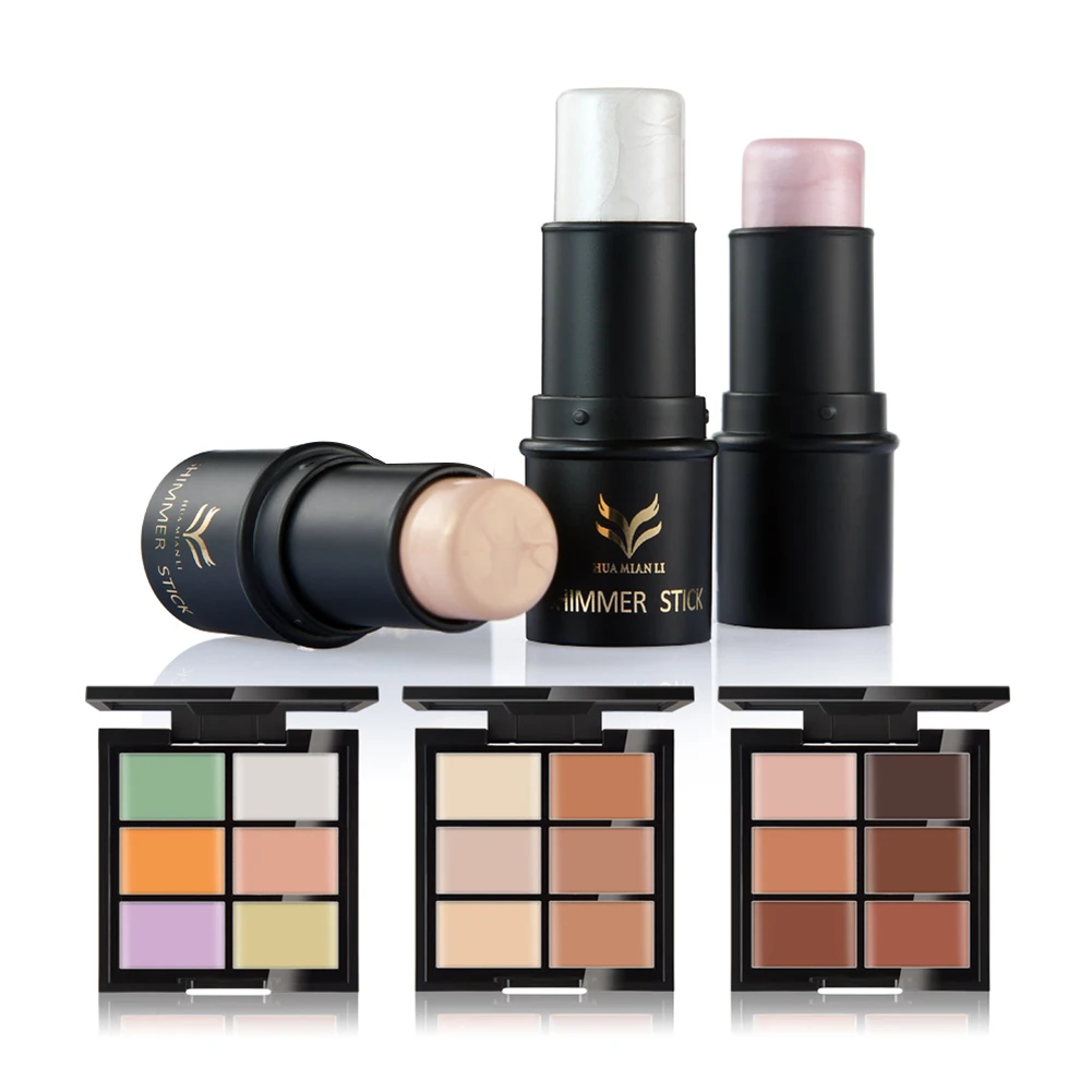 

Highlighter Stick + 6Colors Concealer Palette Face Cosmetic Contour Beauty Tool
