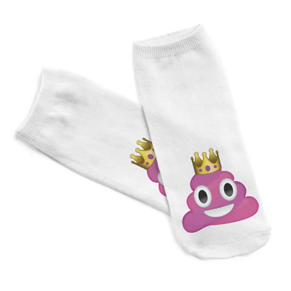 1 Pair Pink Poop Crown 3D Print Animal Women Socks Casual Cartoon Socks
