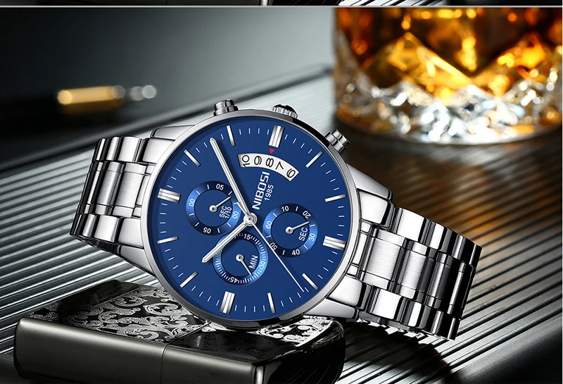 Reloj Hombre NIBOSI Chronograph Watch Men Waterproof Men Watches 2018 Luxury Brand Stainless Steel Fashion Dress Wristwatch Saat (6)