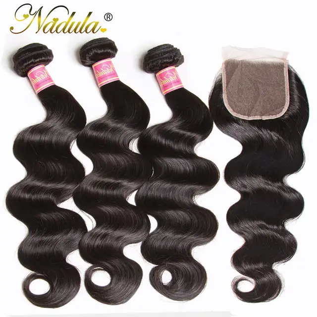 Online Shop Nadula Hair 7a Peruvian Hair Bundles With Closure 4 4