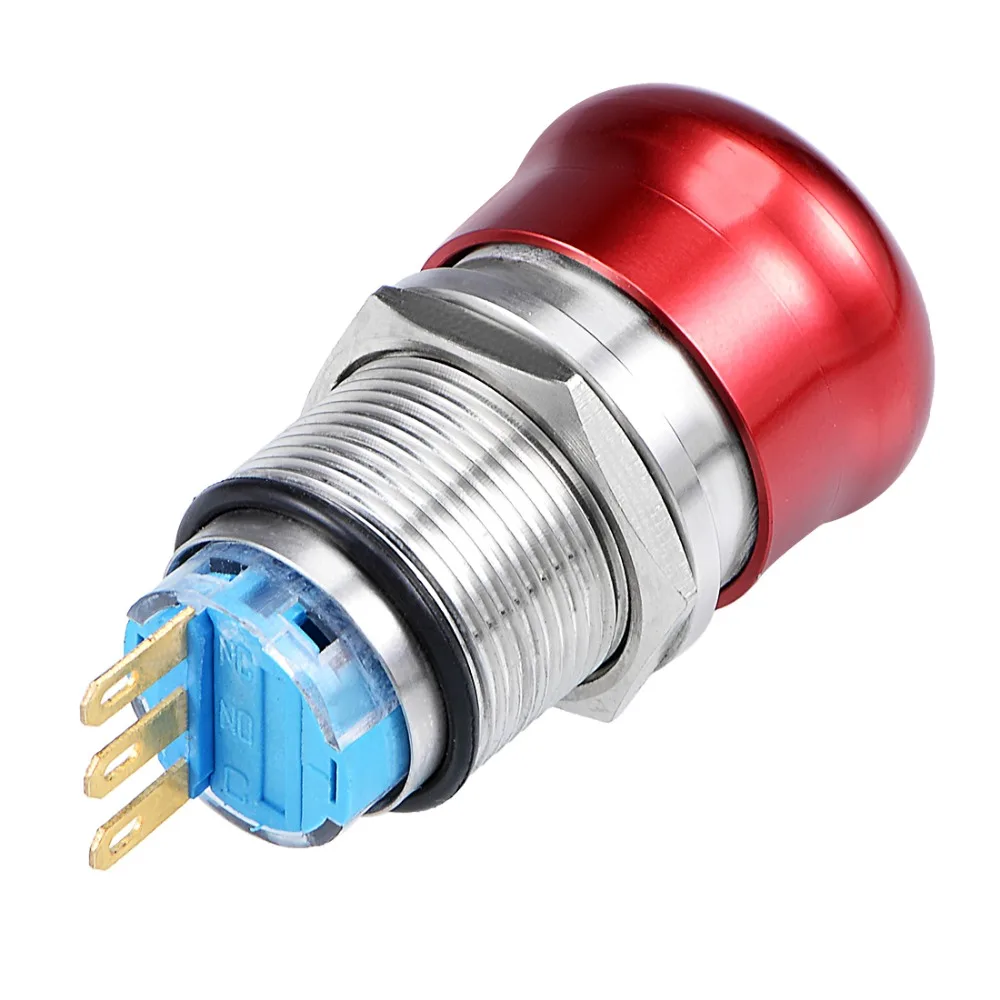 UXCELL 19mm Switch Mounting Hole Metal Latching Emergency Stop Push Button Switches Red To Control Electromagnetic Starter Relay