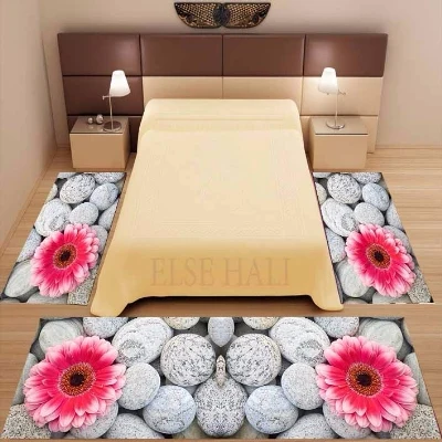 Else 3 шт. серые камни розовые большие цветы цветочный 3d принт Нескользящая микрофибра моющийся Декор Спальня Площадь Ковер Набор ковриков