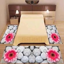 Else 3 шт. серые камни розовые большие цветы цветочный 3d принт Нескользящая микрофибра моющийся Декор Спальня Площадь Ковер Набор ковриков