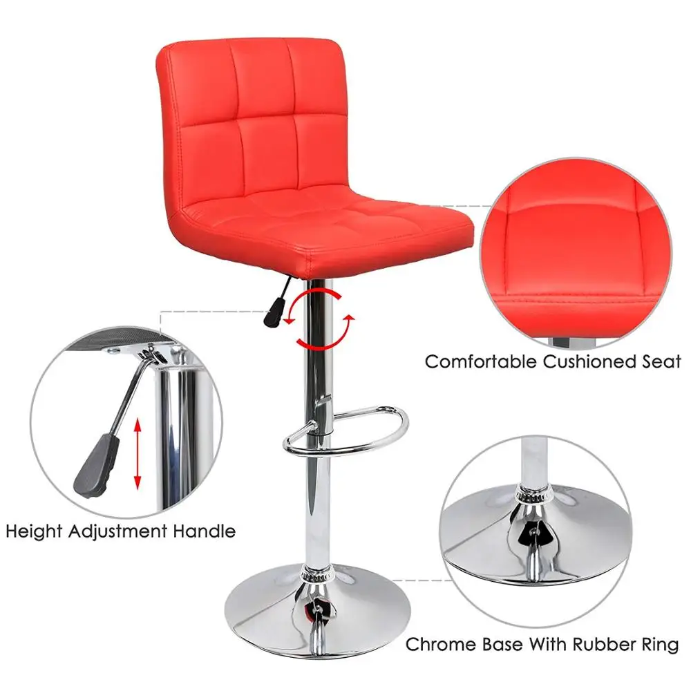 IntimaTe WM Heart Cuban Style Faux Leather Bar Stools Set of 2, Contemporary Kitchen Breakfast Stool Chairs With Back