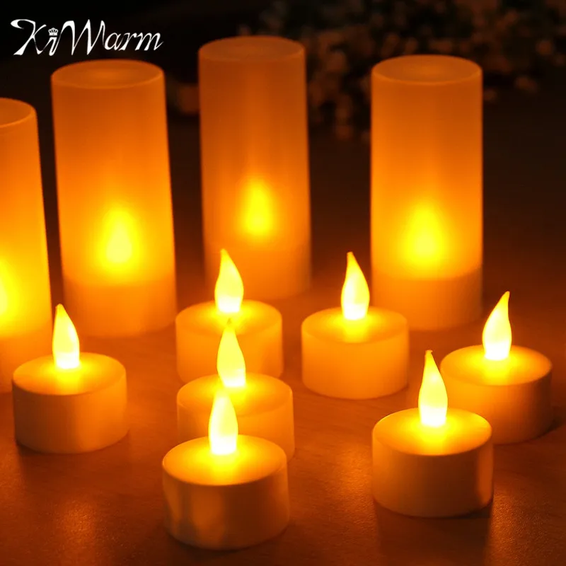 

KiWarm 12pcs Rechargeable Flameless LED Candle TeaLight Night Light for Romantic Birthday Wedding Party Dinner Holidays Decor