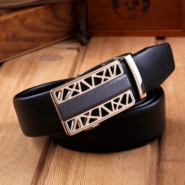 Famous brand belt for men top quality luxury leather strap male metal automatic buckle big and