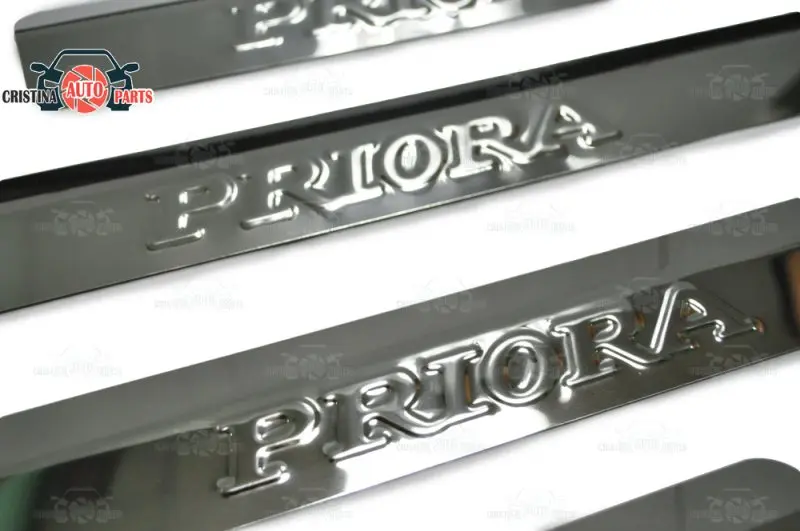 Ceny Drzwi parapety dla Lada Priora 2007 ~ 2018 krok płyta wewnętrzna akcesoria wykończenia ochrona scuff dekoracja samochodu jasne