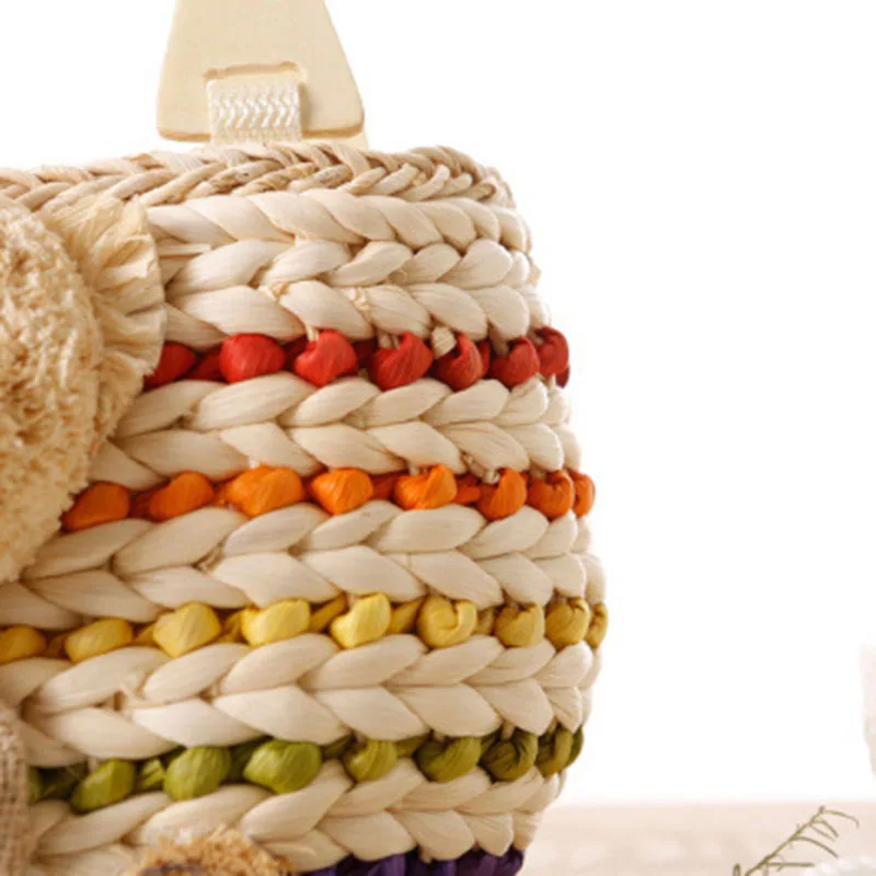 Women Beach Handbag Summer INS Popular Female Straw Bags Casual Lady Mini Fashion Bear Handle Bag Travel Knitted Bolsa SS3174 (4)