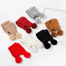 Детские Дети шарф для девочек Вязаный акриловый шарф шарик-помпон Мальчики зима теплая Обертывания шарфы украл унисекс Детские шарфы подарок