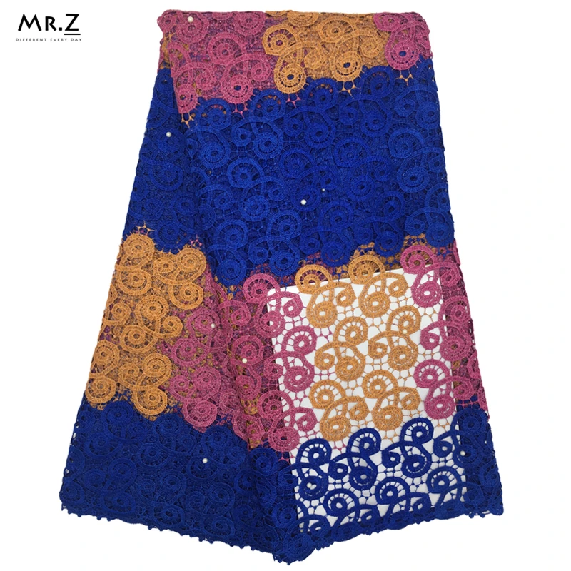 Mr.Z 2019 Guipure Water Soluble Lace Fabric Latest African Lace Fabrics Embroidered Guipure Cord Chemical Lace Fabrics
