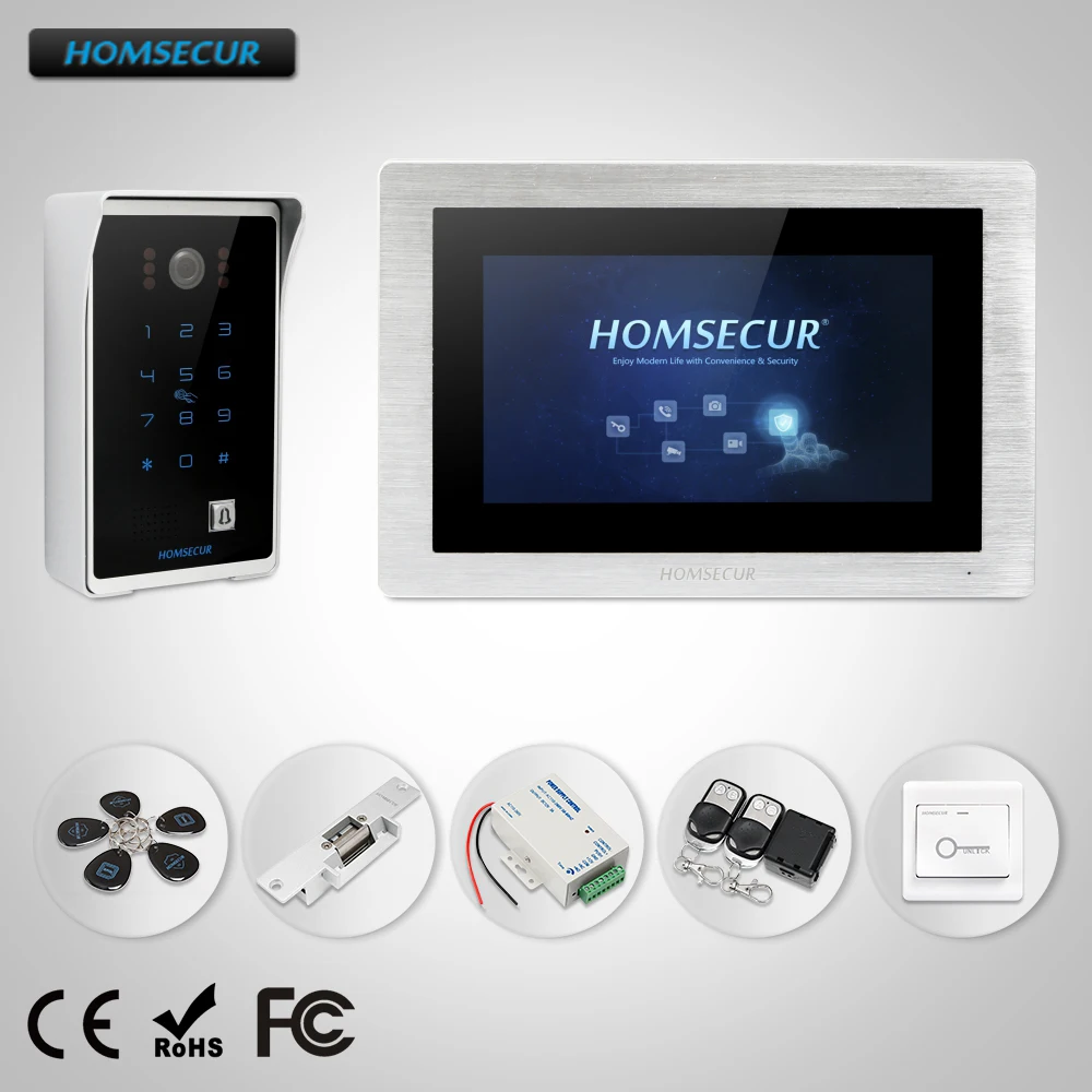 HOMSECUR 7 &quot Проводной Свободные Руки Видео и Аудио Смарт Дверной Звонок Доступ по